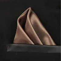 Young Arrow Satin Pocket Square for Men, Wedding Handkerchief for Suits, Blazers  Tuxedo Men's Pocket Square (Dark Brown)-thumb1