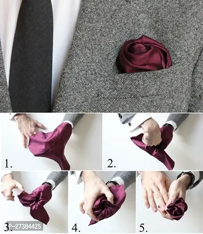 Young Arrow Satin Pocket Square for Men, Wedding Handkerchief for Suits, Blazers  Tuxedo Men's Pocket Square (Maroon)-thumb3