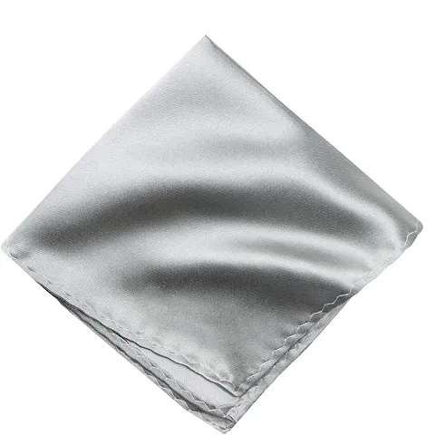 Young Arrow Satin Pocket Square for Men, Wedding Handkerchief for Suits, Blazers  Tuxedo Men's Pocket Square (Silver)