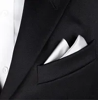Young Arrow Satin Pocket Square for Men, Wedding Handkerchief for Suits, Blazers  Tuxedo Men's Pocket Square (Silver)-thumb4