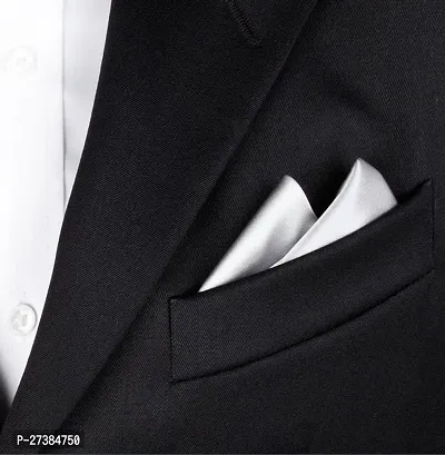 Young Arrow Satin Pocket Square for Men, Wedding Handkerchief for Suits, Blazers  Tuxedo Men's Pocket Square (Silver)-thumb5