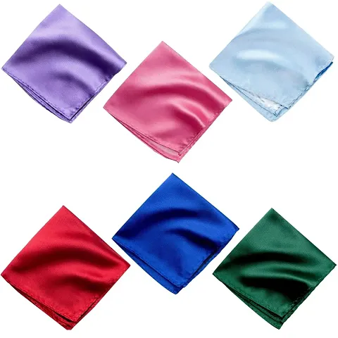 Young Arrow Satin Pocket Square Combo for Men, Wedding Handkerchief for Suits, Blazers  Tuxedo (Pack of 6) (Multicolor)