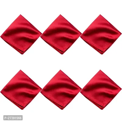Young Arrow Satin Pocket Square for Men, Wedding Handkerchief for Suits, Blazers  Tuxedo, Men's Pocket Square Combo (Pack of 6) (Red)-thumb0