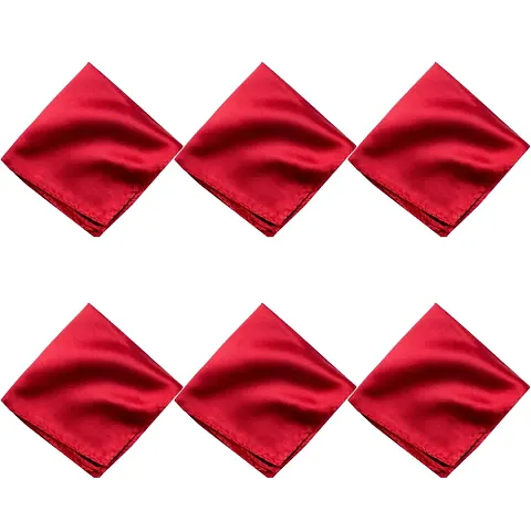 Young Arrow Satin Pocket Square for Men, Wedding Handkerchief for Suits, Blazers  Tuxedo, Men's Pocket Square Combo (Pack of 6) (Red)