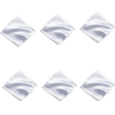 Young Arrow Satin Pocket Square for Men, Wedding Handkerchief for Suits, Blazers  Tuxedo, Men's Pocket Square Combo (Pack of 6) (White)