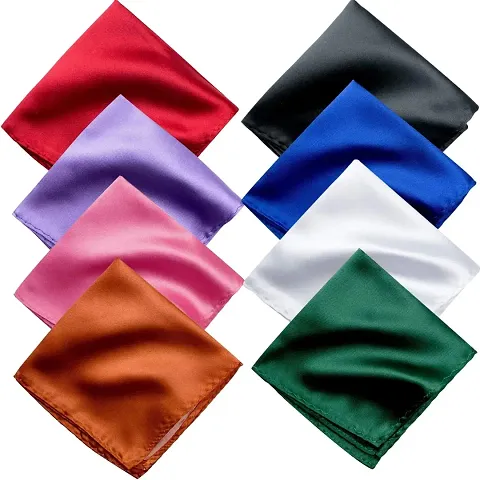 Young Arrow Satin Pocket Square Combo for Men, Wedding Handkerchief for Suits, Blazers  Tuxedo (Pack of 8) (Multicolor)