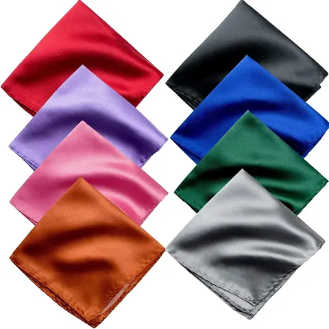 Young Arrow Satin Pocket Square Combo for Men, Wedding Handkerchief for Suits, Blazers  Tuxedo (Pack of 8) (Multicolor)