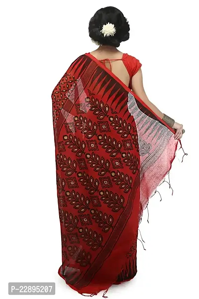 ADDICTION_ || Beautiful and splendid, this wonderful pure cotton floral print and digital geometrical handloom saree is perfect for all your events.. with a blouse...-thumb2