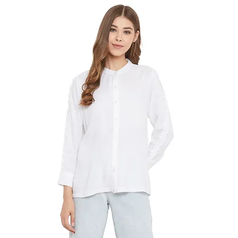 Women Color Plain Viscose Shirt Style Top