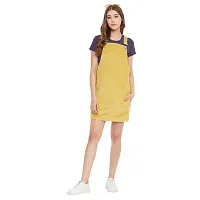 Yellow Color Cordruoy Shoulder Straps Neck  Above Knee Length Dress-thumb2