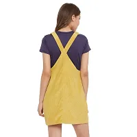 Yellow Color Cordruoy Shoulder Straps Neck  Above Knee Length Dress-thumb1