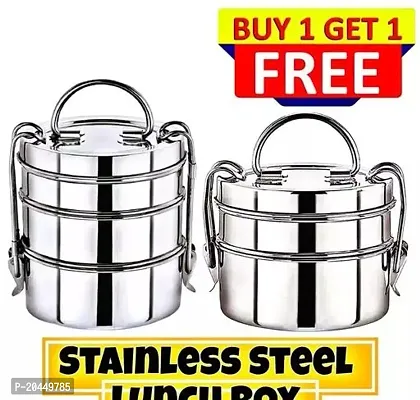 Shree Shyam Stainless Steel Tiffin Box  (3 Tier)
