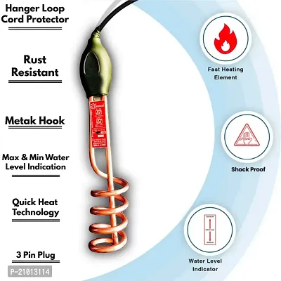 Water Heater Rod 1500W Copper  Immersion Rod Waterproof Shockproof Heater Immersion Rod Water Heater Durable, Heavy Duty For Home Use Metal Body-thumb2