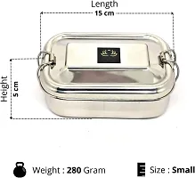 Stainless Steel Rectangular Shape tiffin box  with Small Container  for Kids, School, Office - Leakproof Lunchbox-thumb1