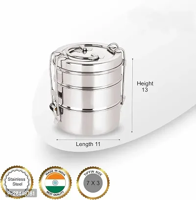 Shree Shyam Stainless Steel Tiffin Box  (3 Tier)-thumb2