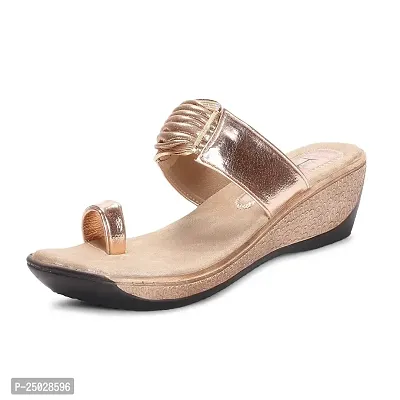 Buy meriggiare Women Gold Pu Wedges 36 EU Outdoor Sandals