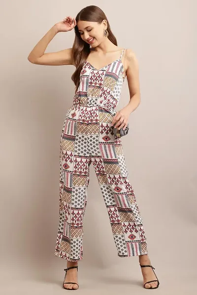 Womens Printed Poly Crepe Jumpsuit For Women