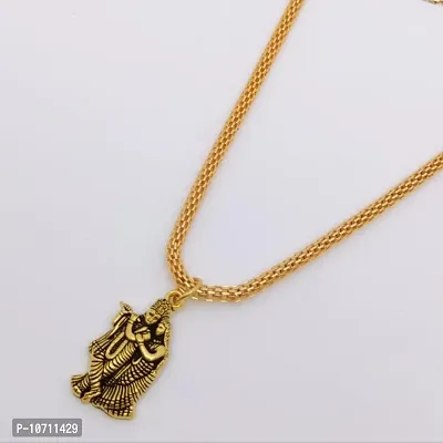 gold plated chain with RADHAKRISHNA pendant-thumb0