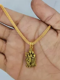 gold plated chain with RADHAKRISHNA pendant-thumb1