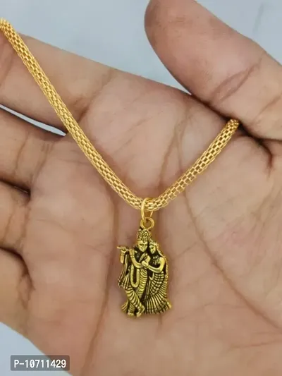 gold plated chain with RADHAKRISHNA pendant-thumb2