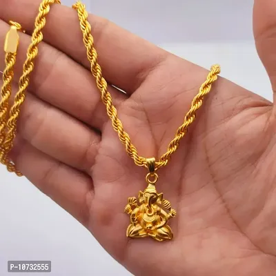 Stylish Trendy Golden Rope chain with ganesh pendant-thumb0