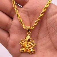 Stylish Trendy Golden Rope chain with ganesh pendant-thumb1