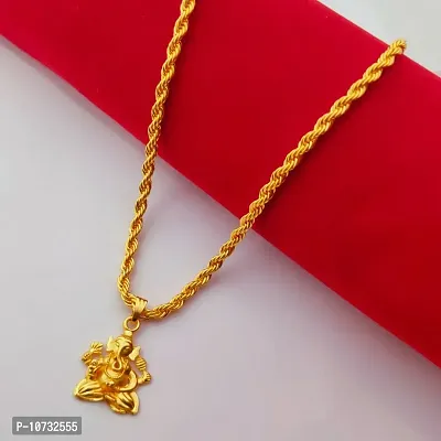 Stylish Trendy Golden Rope chain with ganesh pendant-thumb3
