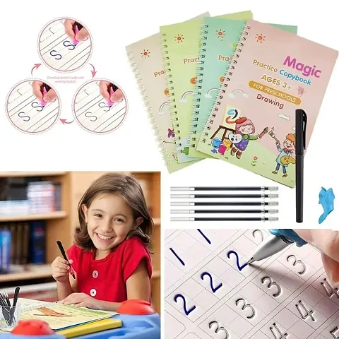 AIRBLINK  Magic Practice Copybook For Kids Reusable Magical Copybook Kids Tracing Book For Handwriting Magical Letter Writing Book Set Early Education Workbook For children's Gifts