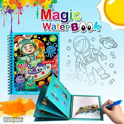 AIRBLINK  Reusable Magic Water Quick Dry Book Water Coloring Book Doodle with Magic Pen Painting Board for Children Education Drawing Pad (Random Design  Assorted Color) Multi Color (Pack of 1)-thumb5