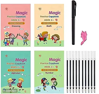 Sank Magic Practice Copybook, (4 BOOK + 10 REFILL+ 2 Pen +2 Grip) Number Tracing Book for Preschoolers with Pen, Magic Calligraphy Copybook-thumb0