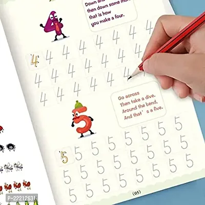 Sank Magic Practice Copybook, (4 BOOK + 10 REFILL+ 2 Pen +2 Grip) Number Tracing Book for Preschoolers with Pen, Magic Calligraphy Copybook-thumb3