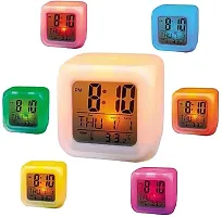 Plastic Abstract Alarm Clock with 7 Color Changing Digital Display and Temperature-thumb1