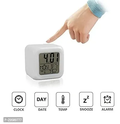 Plastic Abstract Alarm Clock with 7 Color Changing Digital Display and Temperature-thumb5