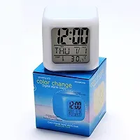 Plastic Abstract Alarm Clock with 7 Color Changing Digital Display and Temperature-thumb2