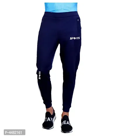 Premium Blue Cotton Lycra Sports Track Pant For Men