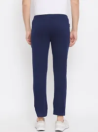 Elegant Navy Blue Polyester Spandex Printed Regular Fit Sports Track Pant For Men-thumb1