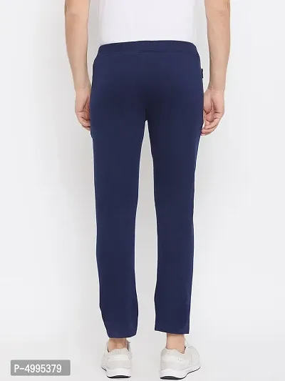 Elegant Navy Blue Polyester Spandex Printed Regular Fit Sports Track Pant For Men-thumb2