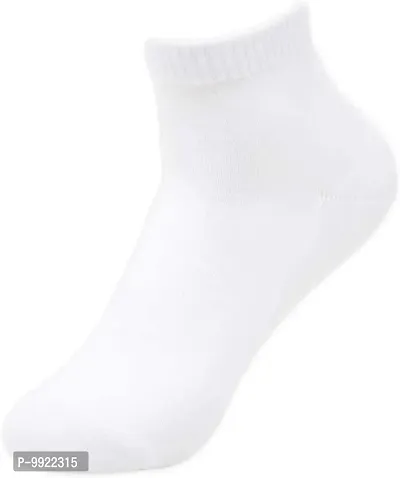 Best Friends Forever Plain cotton blended Ankle socks (3, White)-thumb2