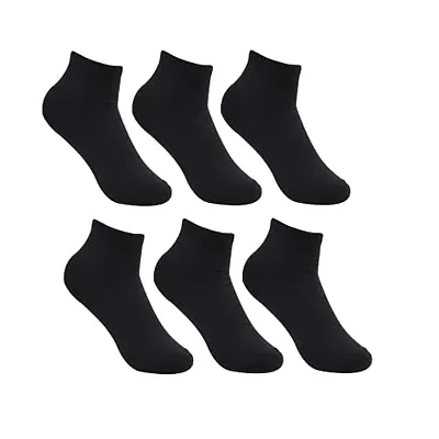 Best Friends Forever Premium Cotton Plain Ankle Socks for Men's and Women's (Black, 6)