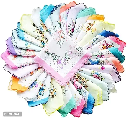 BEST FRIENDS FOREVER Women's Pure Cotton Designer Printed Handkerchiefs Big13x13, Pack of 12-thumb0