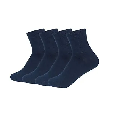 BEST FRIENDS FOREVER Premium Cotton Plain Ankle Office/School/Sports Socks for Men's and Women's (Navy Blue, 4)