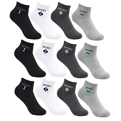 Best Friends Forever Sports Plain Cotton Ankle socks for Men's and Women's (12)