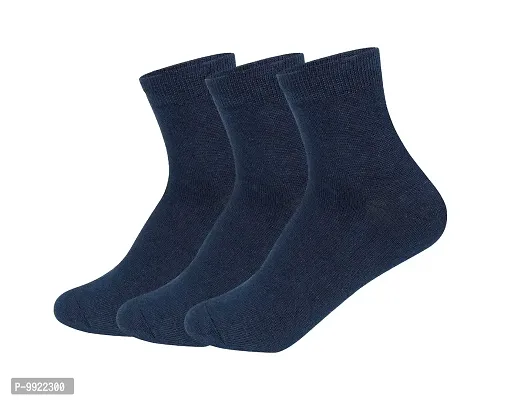 BEST FRIENDS FOREVER Premium Cotton Plain Ankle Office/School/Sports Socks for Men's and Women's (Navy Blue, 3)-thumb0