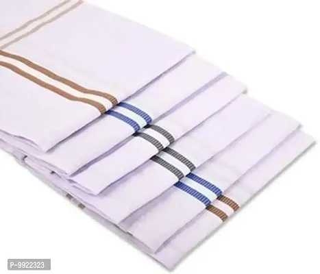 Best Friends Forever 100% Cotton Premium Long Handkerchief for Men's (White, 3)-thumb3