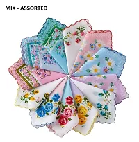 BEST FRIENDS FOREVER Women's Pure Cotton Designer Printed Handkerchiefs Big13x13, Pack of 12-thumb2