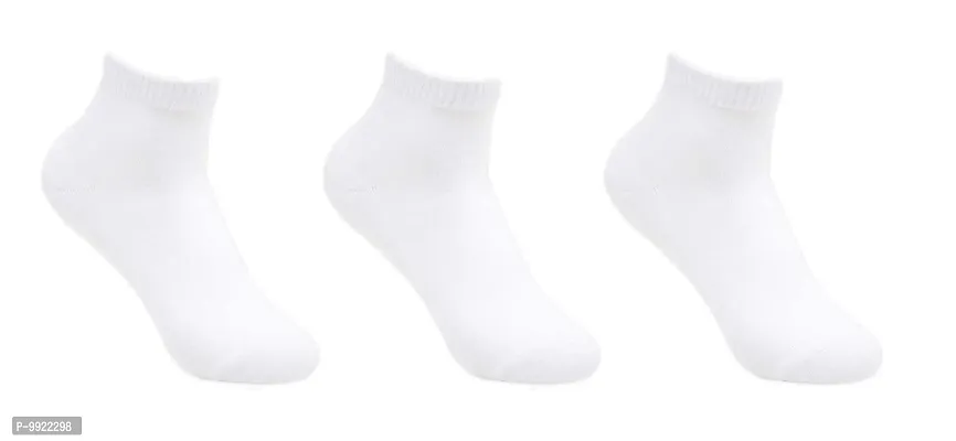 Best Friends Forever Premium Cotton Plain Ankle Socks for Men's and Women's (White, 4)