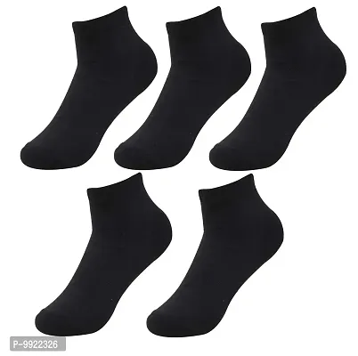 Best Friends Forever Plain cotton blended Ankle socks (3, Black)-thumb0