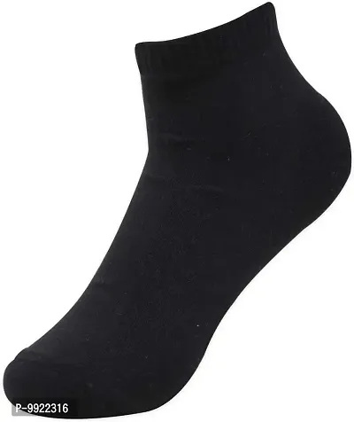 Best Friends Forever Plain cotton blended Ankle socks (5, Black+White)-thumb3
