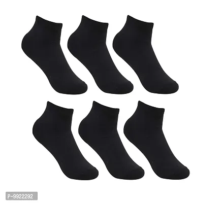 Best Friends Forever Premium Cotton Plain Ankle Socks for Men's and Women's (Black, 6)-thumb0