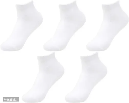 Men's White cotton blend Ankle socks Pack of 5-thumb0
